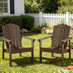 Stackable Adirondack Chairs Set of 2, Weather-Resistant Outdoor Patio Seating, Low Maintenance Poly Lumber Chairs for Porch, Deck, Garden, Fire Pit (Brown)