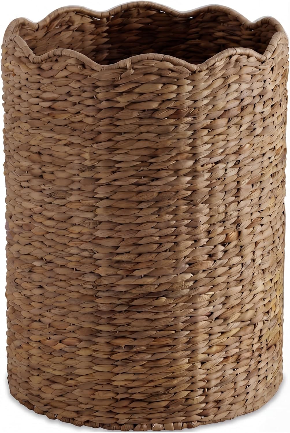 Best Choice Products Scalloped Laundry Large Round Hamper, Handwoven Laundry Basket for Clothes, Towels, Blankets, Multipurpose Storage Organizer For Laundry Room or Closet - Chestnut