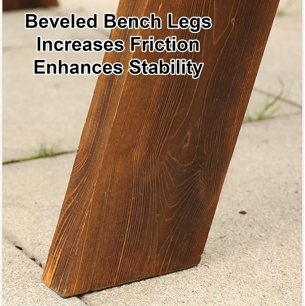 Outdoor Wooden Bench, 16in High Outdoor Garden Bench, 837lbs Load Capacity, Suitable for Patios, Porches, Dining Rooms, Brown(150x41x28.5cm/59x16x11in)