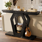 FUSUNBAO 47.3" Console Table,Openwork Bracket Sofa Table, Wood Narrow Entryway Table for Hallway, Behind The Couch, Living Room, Foyer, Easy Assembly (Black Marble Texture)