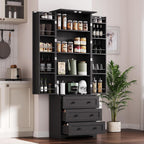72'' Tall Kitchen Pantry Cabinet, Freestanding Tall Cupboard Storage Cabinet with 2 Barn Doors & 3 Drawers, Adjustable Shelves, Large Farmhouse Pantries for Living Room, Dining Room