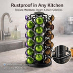 BLACKSMITH FAMILY Coffee Pods Holder Organizer, 360 Degrees Revolving Pod Carousel Compatible for 40 Nespresso Vertuo Pods No Assembly Required Nespresso Pods Holder Tower Stand,Black (Piano Black, 40 pods capability)