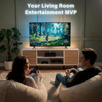 YESHOMY Mid-Century Modern TV Stand for 43-55 Inch TVs, 50 Inch Entertainment Center with Storage, Media Console with Push-to-Open Doors and Cable Management for Living Room, Bedroom (White and Beige)