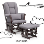 Storkcraft Tuscany Glider & Ottoman with Lumbar Pillow, Espresso/Gray Swirl