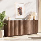 Fluted Sideboard Buffet Cabinet with Storage, 78.7" Wide Mid Century Modern Accent Cabinet with Adjustable Shelves, Wood Modular Credenza Storage Cabinet for Living Room, Entryway