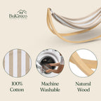 GiggleNest by BulGreco - Kids Foldable Hammock Swing for Toddler Fun, Nap, Play, Sleep. Wooden with Unique 2 Way Swinging Motion, Children 1.5+ to 6 years, up to 45" and 70lb. Rocker 100% Cotton Cloth