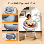 VINGLI 25.6" Extra Wide Criss Cross Nursery Rocking Chair,Cute Curved 115° Reclining Armless Glider,Teddy Small Rocker w/Pillow & Solid Wood for Indoor,Bedroom, Living Room,Teddy Fleece,Sky Blue