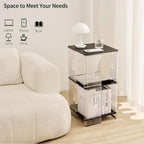 UMAIL End Table Set of 2, 3-Tier Nightstand with Clear Fluted Stripe Design, Narrow Side Table for Living Room, Bedroom, 13" D x 13" W x 26" H, Black
