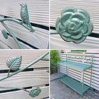 Potting Bench, Outdoor Patio Metal Potting Table with 2- Tier Open Shelf, Garden Work Station Table for Planting (Color : Green, Size : 126.5x45x115.5cm)
