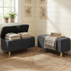 Ottoman with Storage, Storage Ottoman Bench, Entryway Bench with Wood Legs for Living Room, Bedroom, Sitting Area, Dark Grey