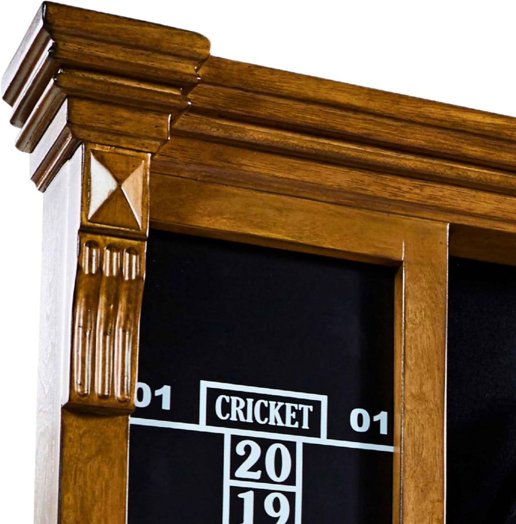 Barrington Woodhaven Dartboard Pub Style with LED Lights, Pre-Assembled | Pre-Assembled LED Pub-Style Dartboard Cabinet With 18" Sisal Board, 6 Steel Tip Darts, And Built-In Dry-Erase Scoreboards.