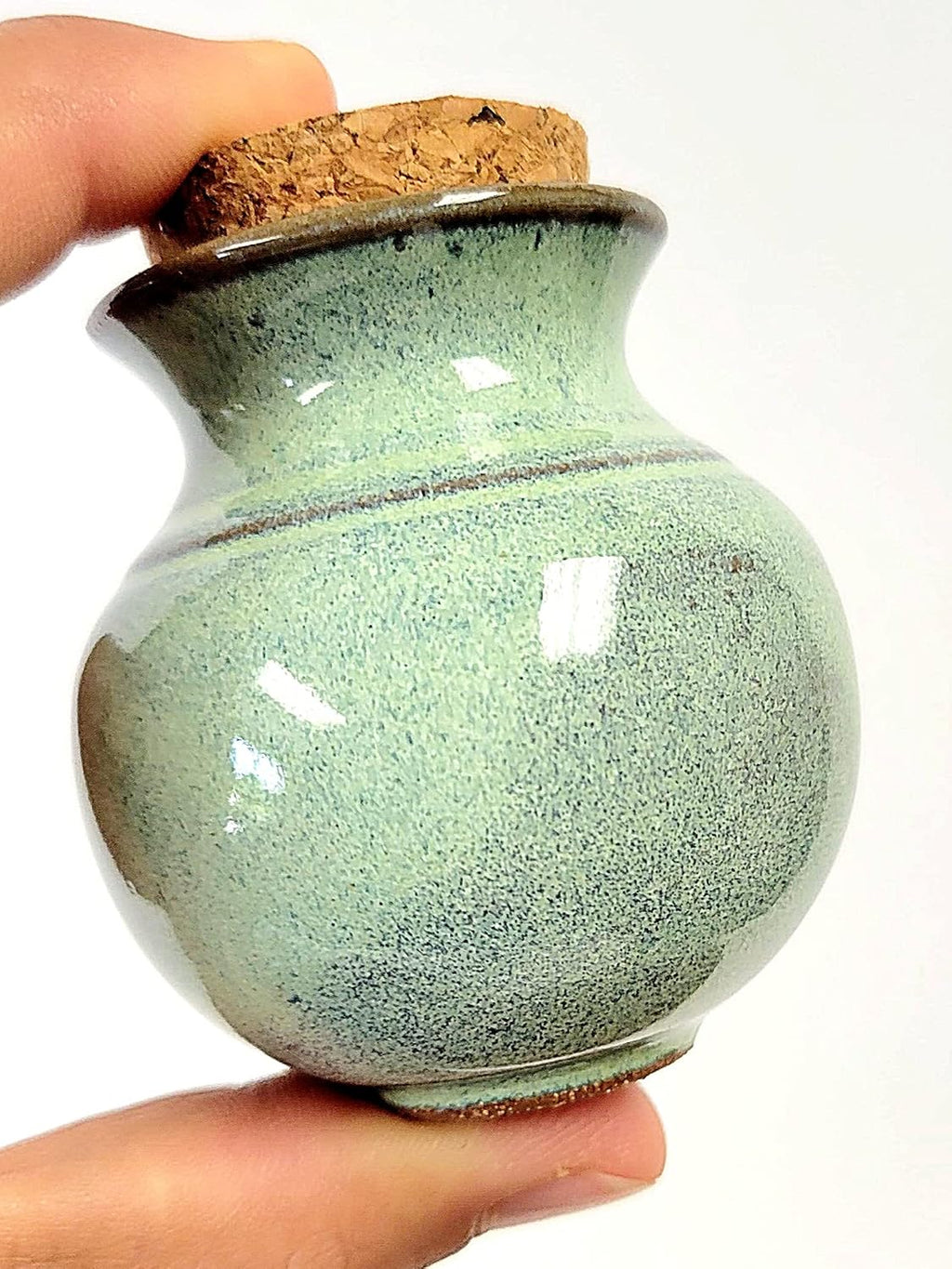 Handmade Dandelion Flower Pot for New Mommy to Be - Miniature Pottery Vase for Baby Shower Favor Presents Green (Miniature Vase w/Cork)
