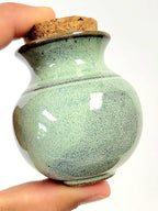 Handmade Dandelion Flower Pot for New Mommy to Be - Miniature Pottery Vase for Baby Shower Favor Presents Green (Miniature Vase w/Cork)