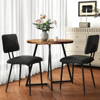 VECELO Dining Chairs Set of 2, Modern Upholstered Kitchen Chairs with Faux Leather Cushion Seat & Metal Legs for Kitchen, Living Room, Tufted Backrest Design, Black
