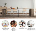 Extendable Dining Table with Storage, Transformer Extra Console Table for 1-12 People, Folding Space Saving Dining Room Table with Built-in Outlet for Homes, Apartments, Oak