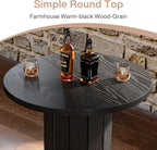Tribesigns Round Bar Table, 39.4" H Wood Bistro Pub Table with Metal Ring Footrest for Dining Coffee Cocktail Living Room, Small Space, Black (Only Table)