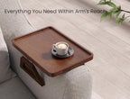2 Pack Couch Arm Tray,Bamboo Folding Sofa Tray,Sofa Armrest Tray Clip-On Couch Desk for Drinks,Snacks,Phone,Remote Control（Brown）