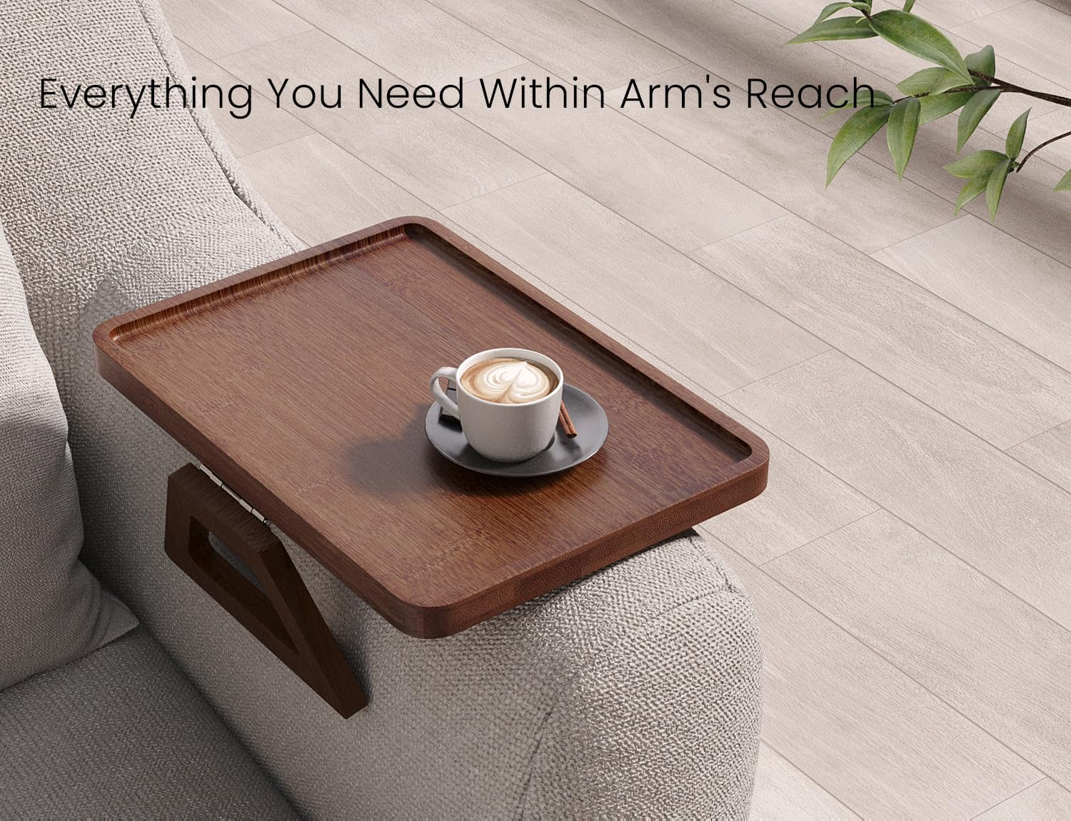 2 Pack Couch Arm Tray,Bamboo Folding Sofa Tray,Sofa Armrest Tray Clip-On Couch Desk for Drinks,Snacks,Phone,Remote Control（Brown）