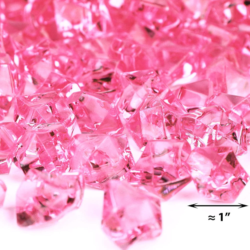 CYS EXCEL Acrylic Pink Crushed Ice Vase Fillers (Approx. 180-190 PCS, 3 Cups) | Multiple Color Choices Plastic Crushed Glass for Arts & Crafts | Acrylic Rock Gems Table Scatter