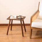 Small Side Table, Mid Century Modern End Tables Living Room, Wood Accent Bed Side Table with Solid Wood for Bedroom, Office, Small Spaces, Walnut Brown