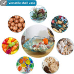 MDLUU Glass Shell Vase, 11-Inch Seashell Potpourri Holder, Large Decorative Conch Bowl for Shell Collection Display, Sea Glass, Air Plant(Blue)