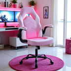 Ergonomic Gaming Desk Chair - Adjustable PU Leather Swivel Racing Chair with Flip-up Armrests for Home Office and Entertainment, Perfect for Adults, Kids, and Gamers
