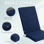 Adirondack Chair Cushion - Removable Cover, Water-Repellent & Fade-Resistant Faux Linen, Securing Straps, Non-Slip Bottom, Fit for Most Outdoor Adirondack & Rocking Chairs - Navy