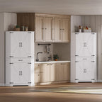 IRONCK 72" Corner Cabinet, Kitchen Pantry Storage Cabinet with Drawer, Spacious Farmhouse Pantry with 3 Adjustable Shelves, 2 Doors Storage, for Kitchen, White