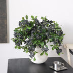Juxdp 33" Artificial Blueberry Stems for Vase - 4 Pcs Lifelike Faux Blueberries Fruit Branch, Fake Flower Picks for DIY Bouquet, Table Centerpiece, Kitchen, Shower, Home Decoration (Blue)