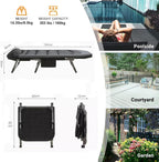 Folding Lounge Chairs for Outside, Portable Camping Cot, 6-Position Chaise Lounge Chairs with Side Pocket and Mattress, Heavy Duty Chaise Lounges for Outdoor Patio Balcony Beach (Black)