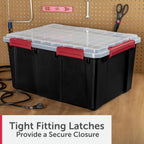 Large 20 Gallon Gasket Tote with Lid, Waterproof Plastic Storage Bin IP68 Dustproof & Submersible, Heavy Duty Latch & Seal Box for Basement Garage, Black (2 Pack)