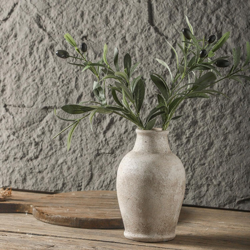 Ceramic Flower Vase 8.3（inc） Gray Rustic Farmhouse Decor Living Room Home Decor Bedroom Decorations for House Book Shelf Office Coffee Desk Dining Fireplace Floor vase