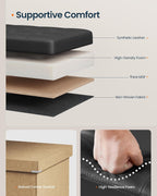 SONGMICS HOME Foldable Foot Rest Stool, Storage Ottoman, Tufted Design, PU Leather, for Entryway, Living Room, 43.2 Inches, Black