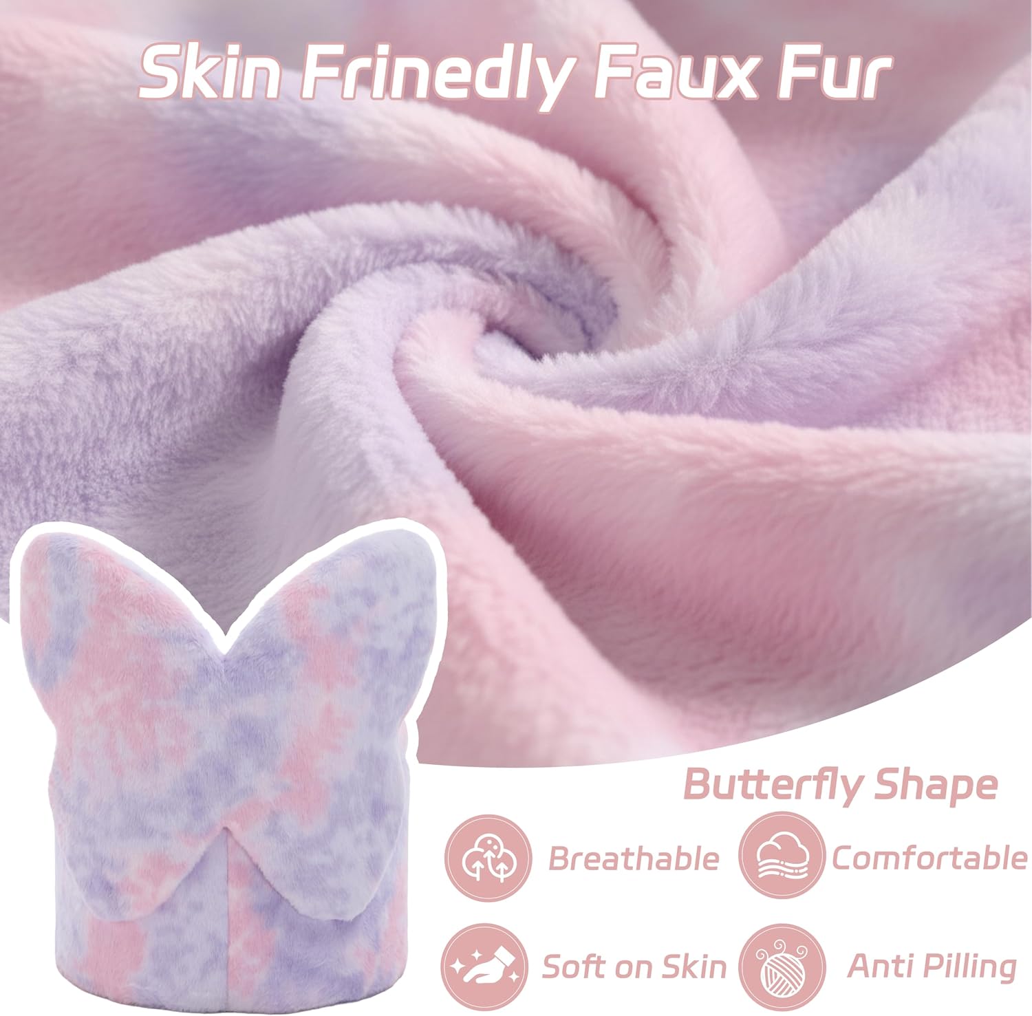Kids Desk Chairs, Toddler Chairs Comfy Faux Fur Kids Storage Ottoman, 2 in 1 Children Stool with Storage, Butterfly Chair for Kids Girls Gifts, Storage Stool for Bedroom/Loving Room, Purple