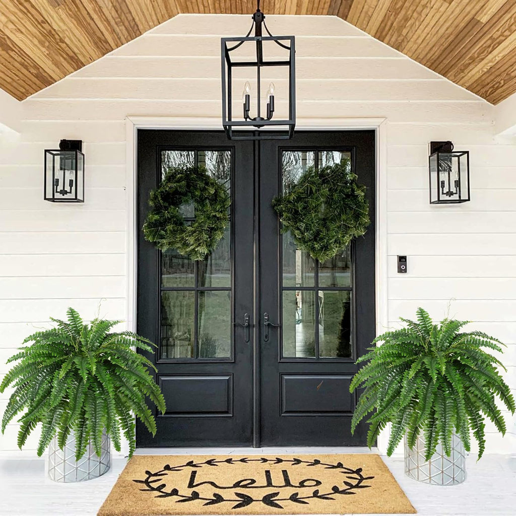 Dkaltm Artificial Boston Fern Bush- Set of 2 Large Artificial Ferns for Outdoors, 45Inch Large Faux Ferns, Suitable for Office & Living Room Decor, 55Branches for Each Bouquet