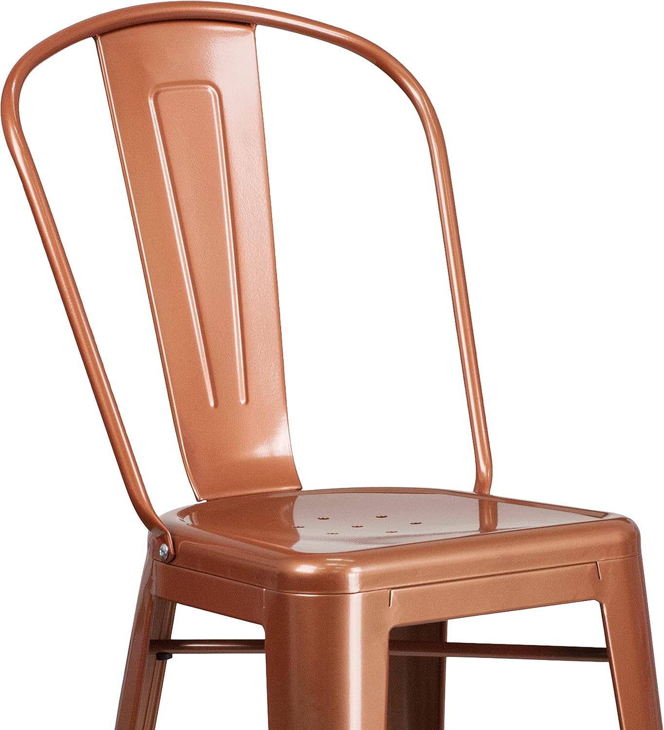EMMA + OLIVER Commercial Grade 30" H Copper Metal Indoor-Outdoor Barstool with Back