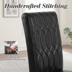 LSSPAID Dining Chairs Set of 6, Upholstered Leather Parsons Dining Room Chairs with Unique Tufted Back & Solid Wood Legs, Modern Armless Side Chairs for Kitchen Restaurant Home, Black