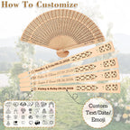 ZFN 1-200 Pcs Personalized Wedding Fans Custom Folding Hand Fan Custom Fan Wooden Folding Hand Engraving Name/Date for Wedding Baby Shower Party Favors (50Pcs)