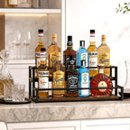 Expandable Coffee Syrup Organizer, Customized Width Syrup Rack & Bottle Holder for Coffee Bar Station, Liquor Bottle Display Shelf Bar Shelves, Wine Racks Countertop for Syrup, Wine, Spice
