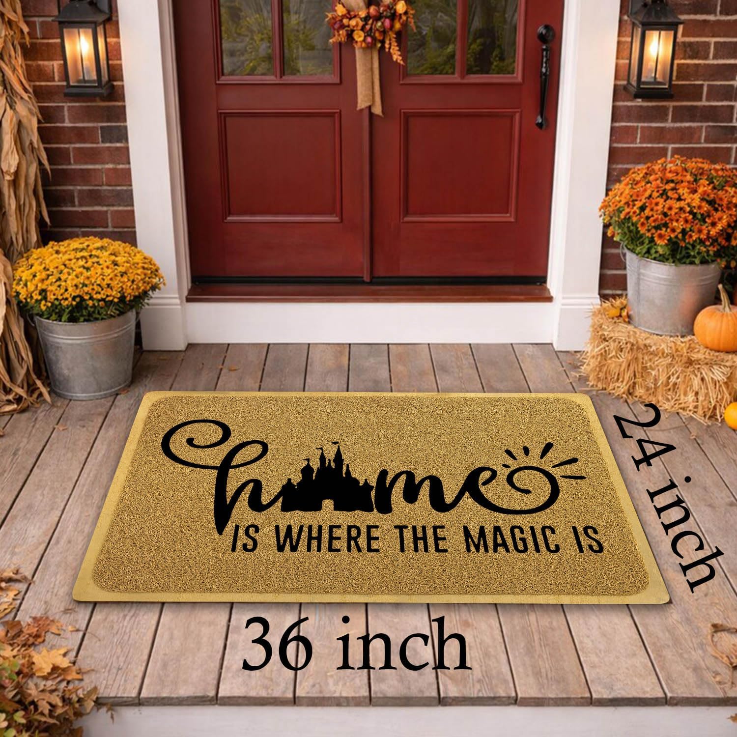 Funny Doormat for Entrance Way Indoor/Outdoor Front Door/Patio Anti-Slip & Heavy Weather Resistant Rugs House Warming Novelty Gift Mat 36"x24" (Home is Where the Magic is)