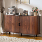 TAVATA Sideboard Buffet Cabinet with Storage, 55" Fluted Storage Cabinet with Tambour Sliding Doors, Wood Coffee Bar Console Table for Living Room Hallway Entryway (Walnut)