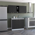 2-Piece Kitchen Set (Black/White) – 150cm Wall Cabinet + Utility Sink with Cabinet, Easy-Assemble Interlocking Design