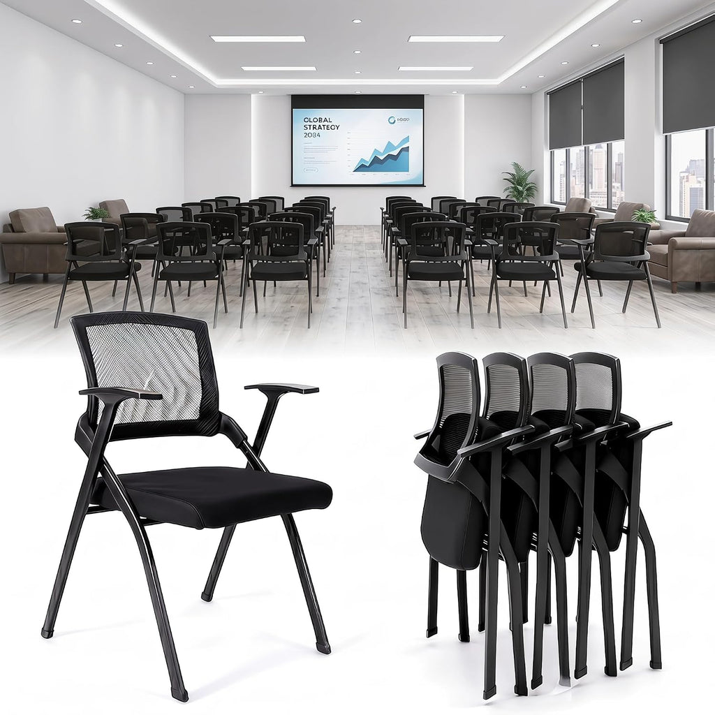 Folding Office Chair, Stackable & Breathable Mesh Back for Conference, Seminar, Training, Reception,No Assembly Required