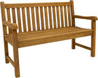 Sunnydaze Outdoor Bench for Patio, Front Porch, or Park - 2-Person Wooden Teak Garden Bench Seat - 675 lb Weight Capacity - 50"