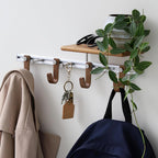Wall Mounted Coat Rack with Shelf, Modular Entryway Hooks Organizer, Adjustable Aluminum Rail with Wooden Hooks, Expandable Storage for Entryway, Hallway, Mudroom