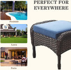 Belord Outdoor Ottomans for Patio Foot Rest - 25 Inch PE Wicker Foot Stool Set of 2 with Removable Cushions for Patio Furniture Sets,All Weather Rattan Ottoman for Balcony Deck Backyard Brown