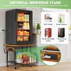 Hongtamoya Mini Fridge Stand with Storage and Power Outlet, Small Refrigerator Stand with Wheels, Mini Fridge Cart-Max Load 300 LBS Heavy Microwave Printer Stand Utility Cart for Dorm,Kitchen, Office