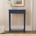 East at Main Lenora Console Table – 23.75” Narrow Entryway Table with Storage & Cane Shelf – Solid Wood Accent for Hallways, Foyers, and Small Spaces – French Country & Traditional Style (Navy)