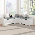 63" L-Shaped Breakfast Corner Storage Bench,Modern Banquette Seating with Cushioned Bench and Hidden Storage,Suitable for Dining Room,Kitchen Breakfast Nooks,and Corner Entryway. (White-01)