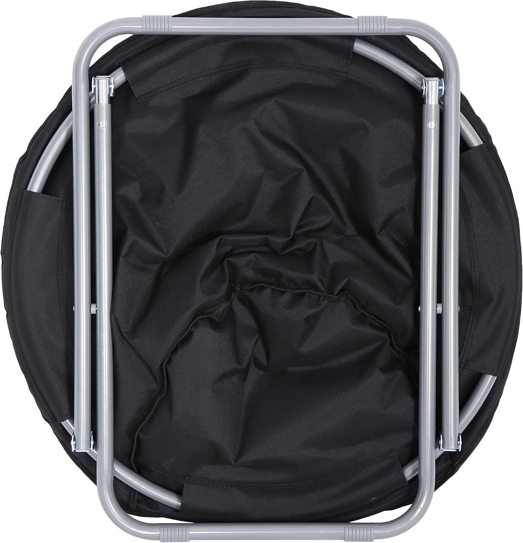 Nouva Saucer Chiar Foldable Moon Chair Folding Soft Fuzzy Seating Faux-Fur Round Circle Chair Gaming Chair for Indoor Outdoor Living Room Bedroom Dorm Home Set of 2, Black
